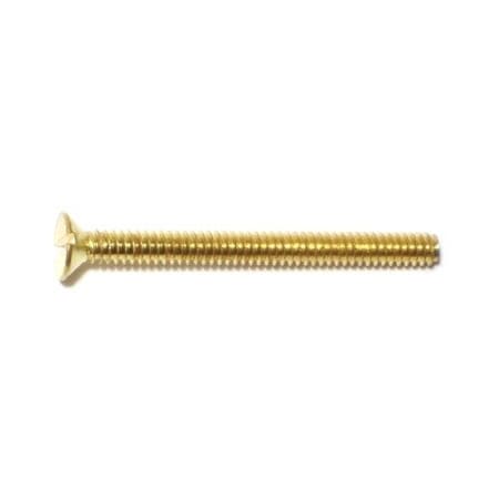 Midwest Fastener #6-32 x 1-1/2 in Slotted Flat Machine Screw, Plain Brass, 18 PK 61996